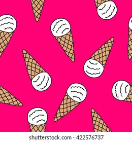 seamless doodle pattern. ice cream. vector illustration