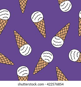seamless doodle pattern. ice cream. vector illustration