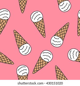 seamless doodle pattern. ice cream. vector illustration