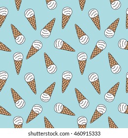 seamless doodle pattern. ice cream. vector illustration