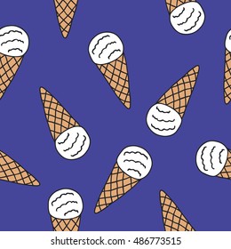 seamless doodle pattern. ice cream. vector illustration