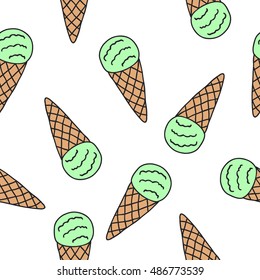 seamless doodle pattern. ice cream. vector illustration
