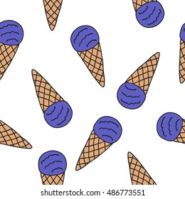 seamless doodle pattern. ice cream. vector illustration