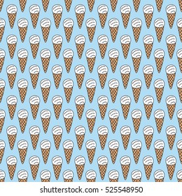 seamless doodle pattern. ice cream. vector illustration