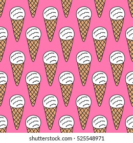 seamless doodle pattern. ice cream. vector illustration