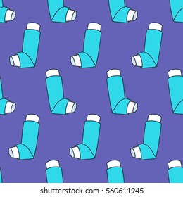 seamless doodle pattern. inhaler for asthma. vector illuastration