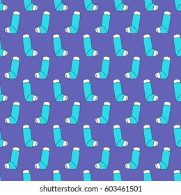 seamless doodle pattern. inhaler for asthma. vector illuastration