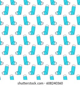 seamless doodle pattern. inhaler for asthma. vector illuastration
