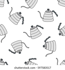 seamless doodle pattern. kettle for coffee. vector illustration