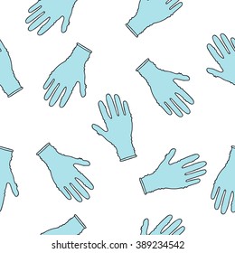 seamless doodle pattern. latex glove. vector illustration