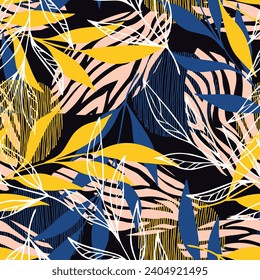 Seamless doodle pattern with leaves sketch. For wrapping paper. Ideal for wallpaper, surface textures, textiles.