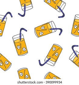 seamless doodle pattern. lemonade with ice. vector illustration