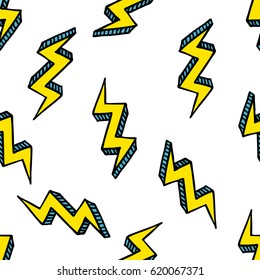 seamless doodle pattern. lightning. vector illustration