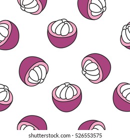seamless doodle pattern. mangosteen. vector illustration