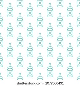 Seamless doodle pattern with medical elements. Vector illustration.