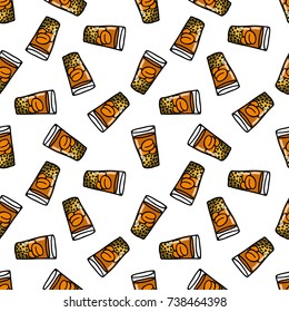 seamless doodle pattern. mote con huesillo. traditional Chilean summer-time non-alcoholic drink