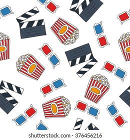 seamless doodle pattern. movie and cinema. vector illustration