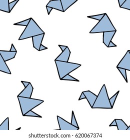 seamless doodle pattern. origami. vector illustration