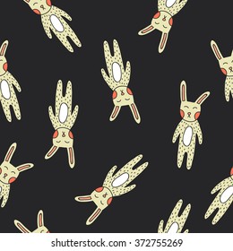 seamless doodle pattern. rabbit . vector illustration