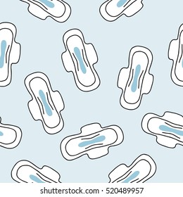 seamless doodle pattern. sanitary napkin. vector illustration