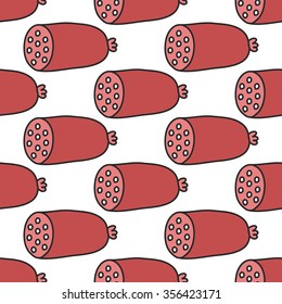 seamless doodle pattern. sausage. vector illustration
