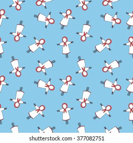 seamless doodle pattern. scarecrow (Shrovetide carnival symbol). vector illustration