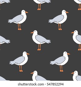 seamless doodle pattern. seagull. vector illustration