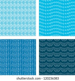 Seamless Doodle Pattern Set Blue