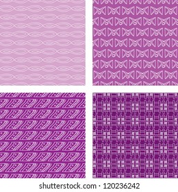 Seamless Doodle Pattern Set Purple