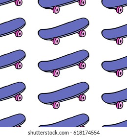 seamless doodle pattern. skateboard. vector illustration