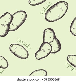 seamless doodle pattern. sketched potato. vector illustration