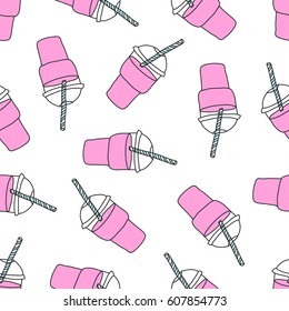 seamless doodle pattern. smoothie (milkshake). vector illustration