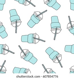 seamless doodle pattern. smoothie (milkshake). vector illustration