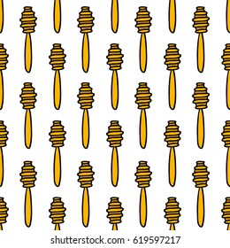 seamless doodle pattern. spoon for honey. vector illustration