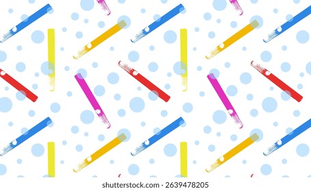 Seamless doodle pattern with stationery on transparent background.