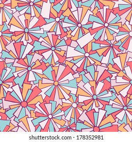 seamless doodle,  pattern of stylized flowers, pastel colors