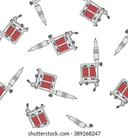seamless doodle pattern. tattoo machine. vector illustration
