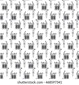 seamless doodle pattern. tattoo machine. vector illustration