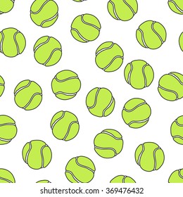 seamless doodle pattern. tennis ball. vector illustration