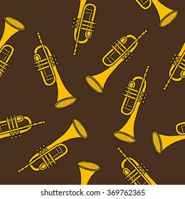 seamless doodle pattern. trumpet. vector illustration