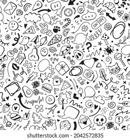 Seamless doodle pattern. Use for concept design. Vector illustration
