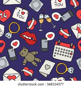 seamless doodle pattern. Valentine's Day. vector illustration