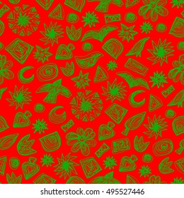 Seamless doodle pattern. Vector hand drawn pattern. Kids theme.  Great for package or fabric design. 