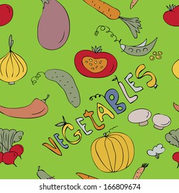 Seamless doodle pattern of vegetables