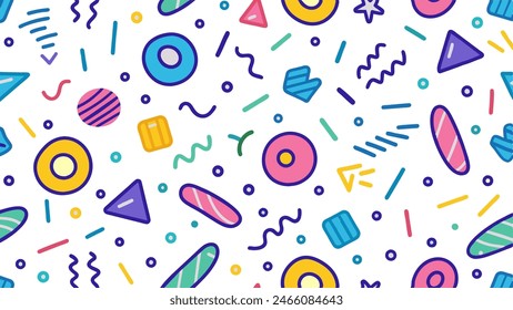 Seamless Doodle Pattern, Vibrant and Playful, Ideal for Kids
