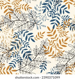 Seamless doodle pattern with vintage leaves sketch.  For wrapping paper. Ideal for wallpaper, surface textures, textiles.