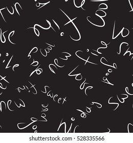 Seamless doodle pattern. Doodle words -  love, new, day, sweet, fine, good, 
