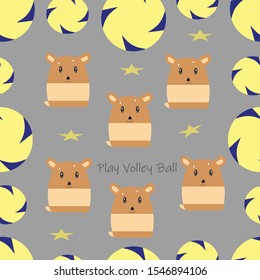 Seamless doodle patterns playing volleyball with stars