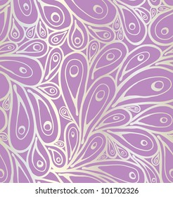 Seamless doodle peacock feathers pattern