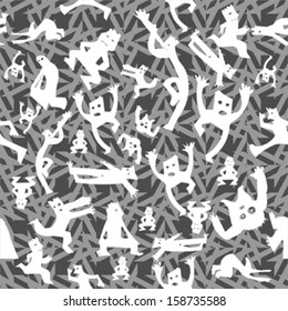 Seamless doodle people pattern